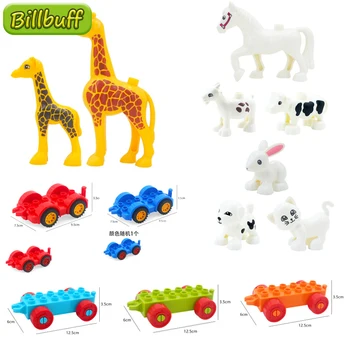 

New Duplos Animals Model Farm Trailer Series Big Size Giraffe Building Block Accessories Educational Toys for Children Gift Toys