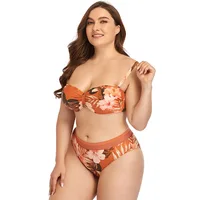 2025 New Plus Size Swimsuit Strap Retro Bikini Floral Print Split High Waist Swimsuit Bathing Suits 2 Pieces Bikini 4