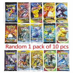 Boîte à cartes Pokemon TCG, 10 pièces, collection de jeux de cartes Pokemon, énergie super brillante, soleil et lune 