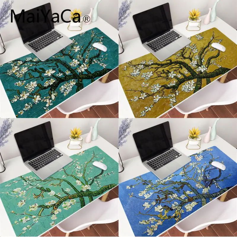 

MaiYaCa Van Gogh Branches Of An Almond Tree In Blossom Gamer Mouse pads XXL Mause Pad Laptop Keyboard Desk Mat for pc gamer