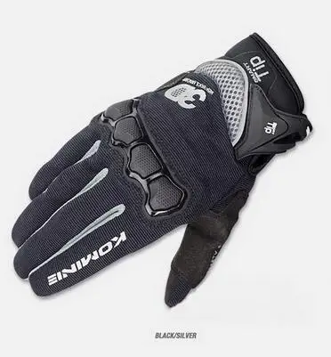 Black Silver Komine GK-162 сетчатые Мотоциклетные Перчатки локомотив MTB велосипедные внедорожные перчатки с сенсорным экраном - Цвет: Black Silver