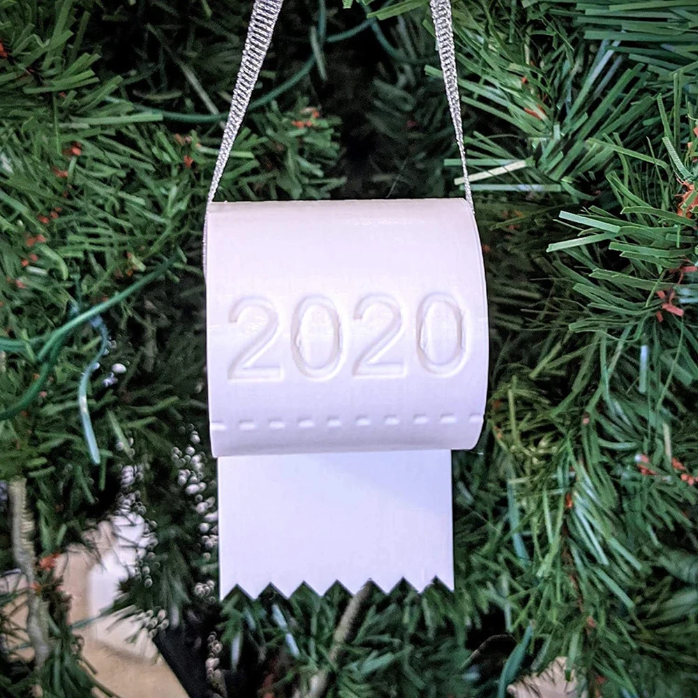 Christmas Ornament 2020 Quarantine XMas with Miniature Toilet Paper Design Gift 