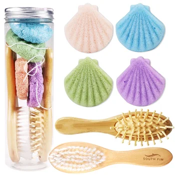 

2020 new 6pcs Natural Konjac Gum Bathing Sponge Bath Scrub Massage Brush Deep Cleansing Puffs