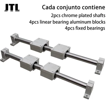

2pcs linear rail shaft OD8/10/12/16 300-800mm optical axis+4pcs scsuu linear bearing blocks+4pcs shaft support for 3D print
