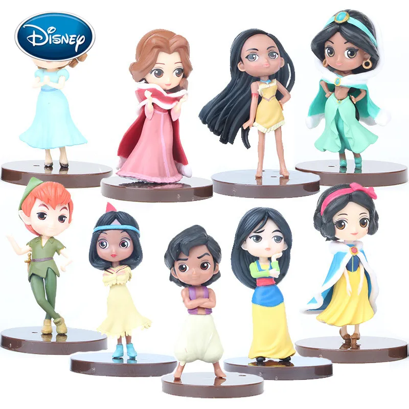 Disney 9 шт. игрушечная кукла принцессы белый снег/Жасмин/Мулан/Моана эльф украшения