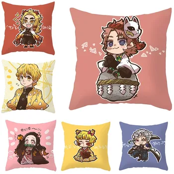 

Demon Slayer Pillowcase Kimetsu No Yaiba Printed Pillow Cover Anime Grils Decorative Pillowcase Customize Gift 45x45cm