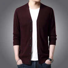 Новое поступление, Повседневный Кардиган, мужской однотонный однобортный длинный рукав, мужские свитера, кардиган