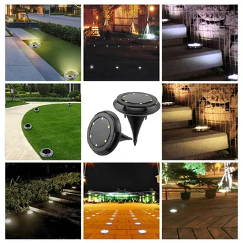

4Pcs Outdoor Solar 10 LED Ground Lights Waterproof Solar Disk Lights Solar Gar Path Way Backyard Led Night Light Garden Lamp