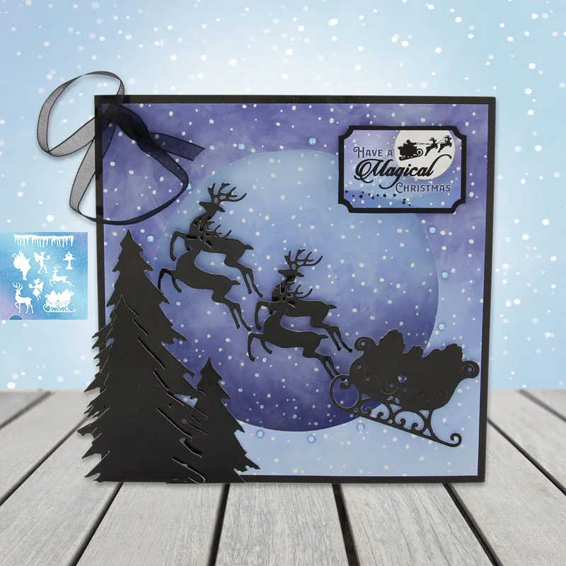 

Elk Under Winter Night Dragging Carriage And AngelMetal Cutting Dies for Scrapbooking and Cards Making Paper Craft Dies New 2019