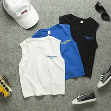 Little Ben/ г. Детская летняя футболка из чистого хлопка для мальчиков, стиль, без рукавов, пуловер для мужчин, материковый Китай, Корея