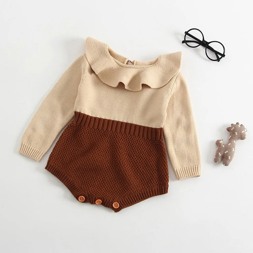 

Infant Baby Boy Girl Bodysuit Spring Summer Solid Knit Sweater Bodysuit Crochet Outfits Newborn Baby Girl Clothes Body Dziecko