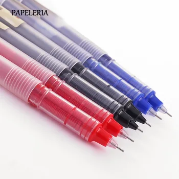 

PAPELERIA 6pc Straight Liquid Gel Pen Kawaii Quick dry Neutral Pens Blue Black Red ink Writing Tool For School Stationery Supply
