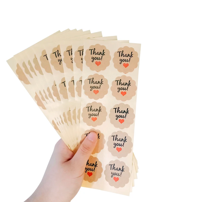 100Pcs Vintage Lace shape thank you Red heart Sealing Sticker DIY Gifts Posted Baking Decoration Label Multifunction Stickers