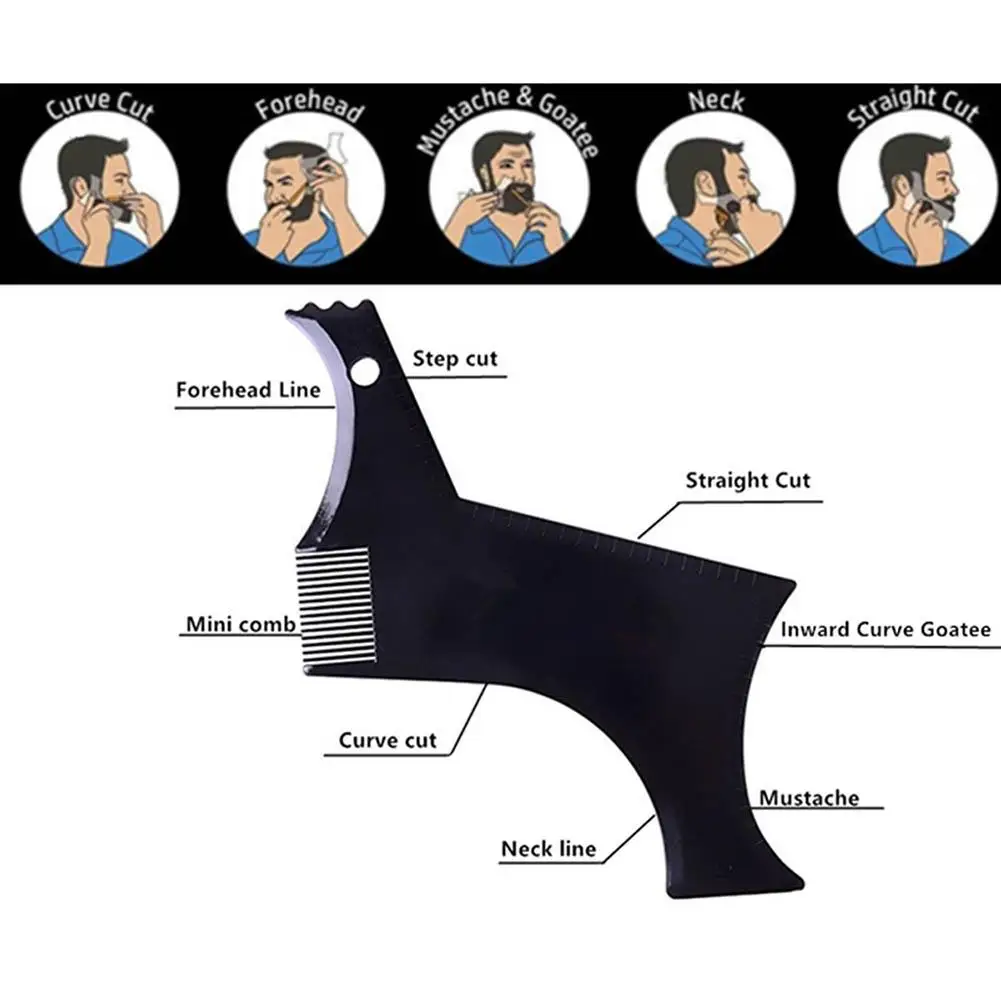 Men Beard Grooming Kit Trimming Shaving Comb Set Mustache Scissors Shaping Shaver Safety Razor Beard Care Styling Tool