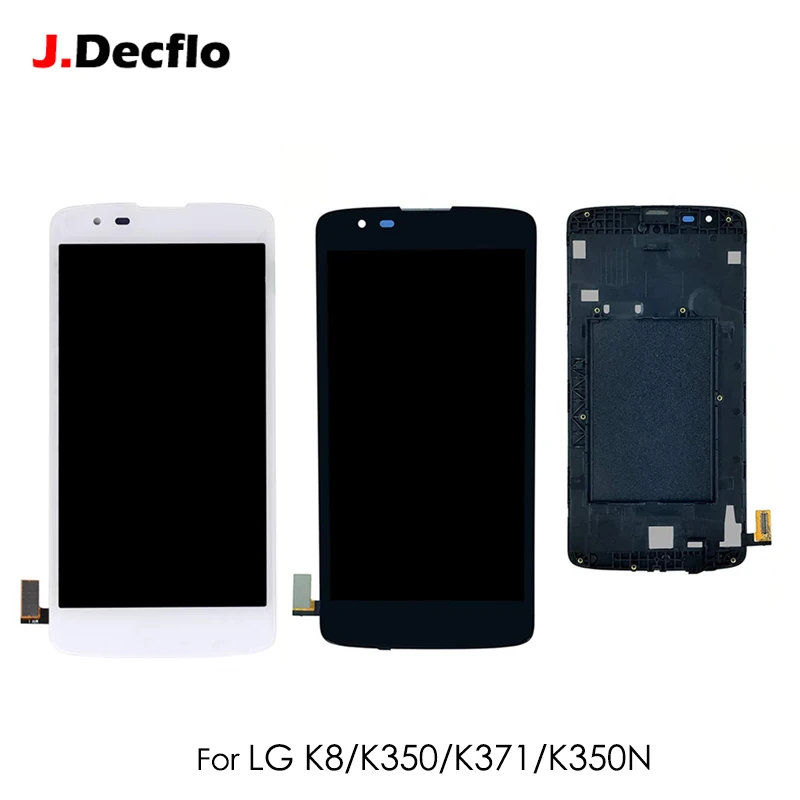 LCD Display For LG K8 K350 K371 K350N K350E K350DS Touch Screen Digitizer Assembly Black White With Frame Free Shipping