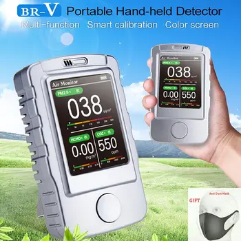 

PM2.5 Air Quality Monitor Portable Gas Analyzer Gas Detector CO2 Meter PM1.0 PM10 TVOC Air Quality with Color LCD for Indoor
