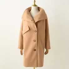 Осень Зима Женская куртка сплошной цвет водолазка карман пальто теплая верхняя одежда