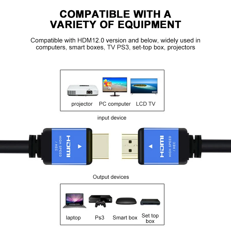 Универсальный HDMI кабель 4K между штыревыми HDMI высокоскоростной V2.0 кабель Шнур для HDTV/DVD/Blu-Ray плееров потокового медиаплеера
