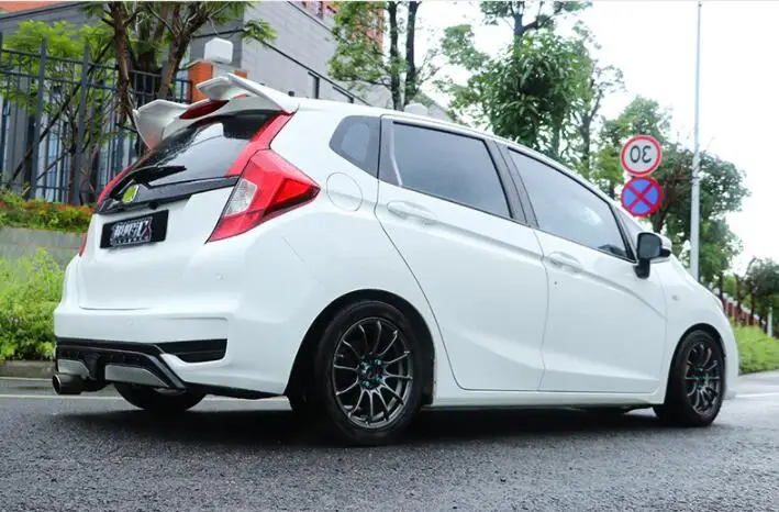 Для Honda Fit Jazz ABS пластиковый Неокрашенный Грунтовка Цвет сзади крыша багажника крыло для губ спойлер для автомобиля