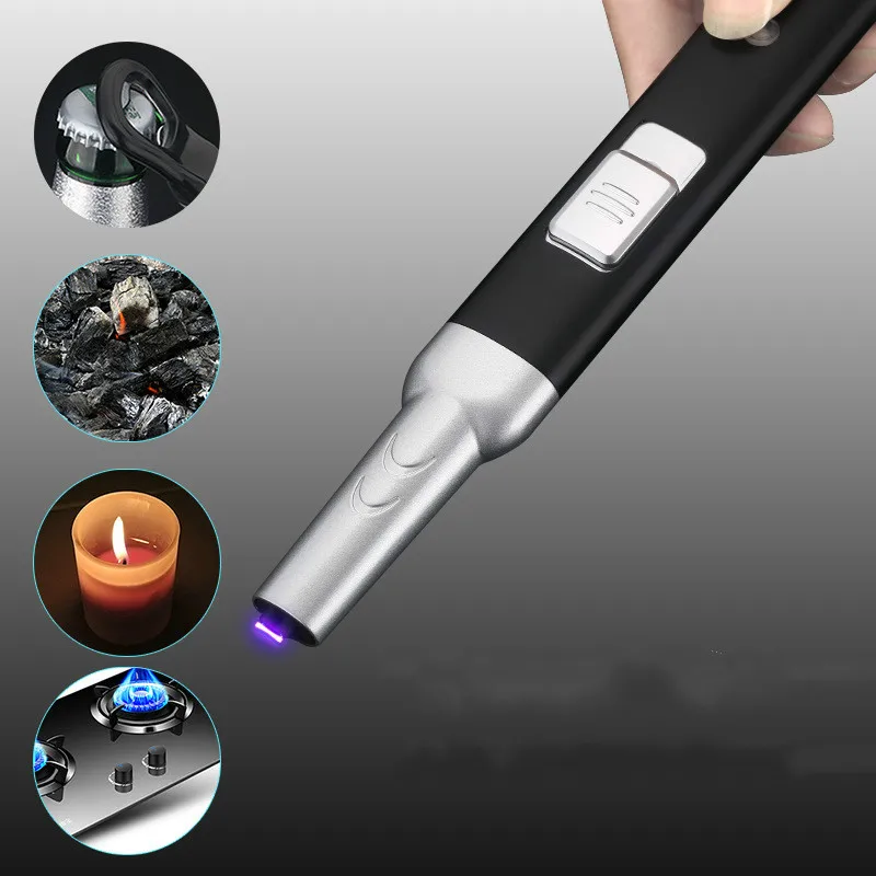 2 In 1 Electronic Arc Lighter Luxury BBQ Candle Cigarette Cigar Lighters Windproof USB Torch With Corkscrew zapalniczka | Дом и сад