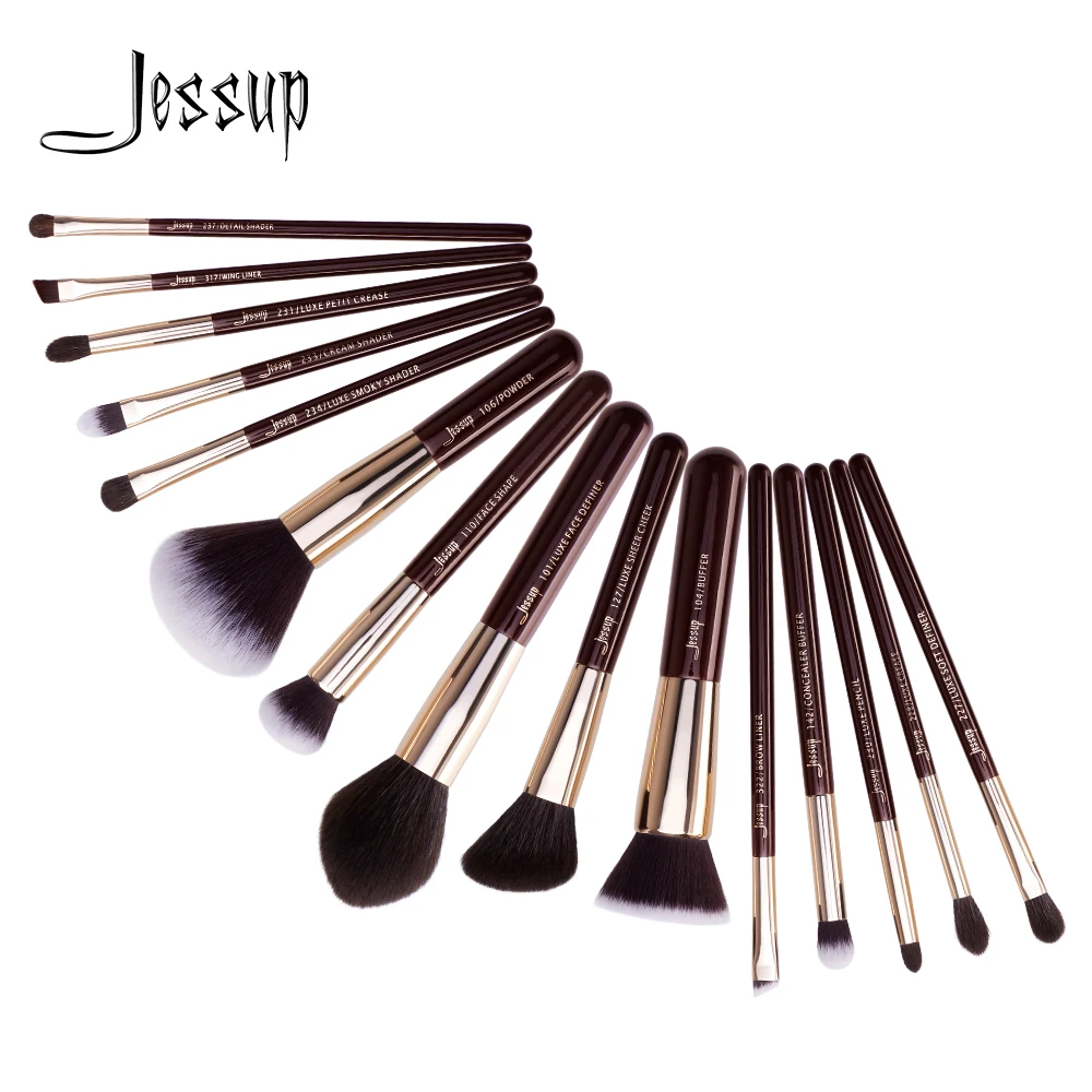 

Jessup Makeup Brushes Set New Professional Makeup Brush Powder Foundation Eyeshadow Highlighter 15pcs Natural-Synthetic Hair