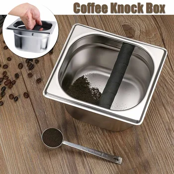 

Portable Coffee Stainless Steel Knock Box Home Use Large Capacity Kitchen Tool Silver Container Tray Two Size Durable