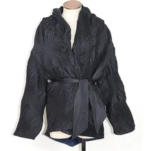 LANMREM осень зима Плиссированное пальто для женщин высокое качество кардиган Chalaza Свободная Женская куртка утолщение хлопковая одежда YH685