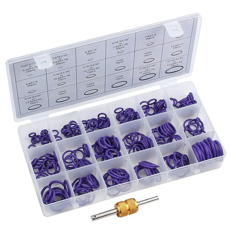 

270Pcs O Rings Kit Car Air Conditioning O-Ring Assortment Set With Valve Core Removal Tool For Door,Window,Bearing,Pump,Roller A
