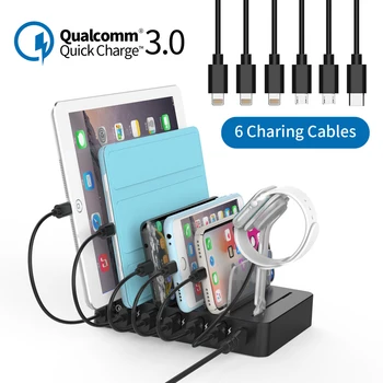 

Fast Charging Station Dock 60W Multi-port USB charger with Quick Charge QC 3.0 for iphone ipad Kindle Tablet