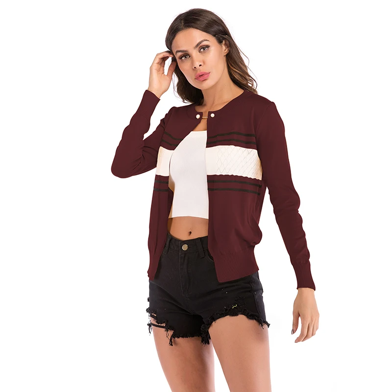 

The Latest Fashion Spring And Autumn Knitted Ladies Long-Sleeved Cardigan Sweater Coat Loose Casual Cross Short Coat 5847