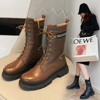 

2020 spring and autumn new leather Martin boots fashion wild short boots women thick bottom increased women's boots tide X037