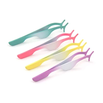 

T-shape False Eyelash Tweezers Fake Eye Lash Applicator Eyelash Extension Curler Nipper Auxiliary Clip Clamp Makeup Forceps Tool