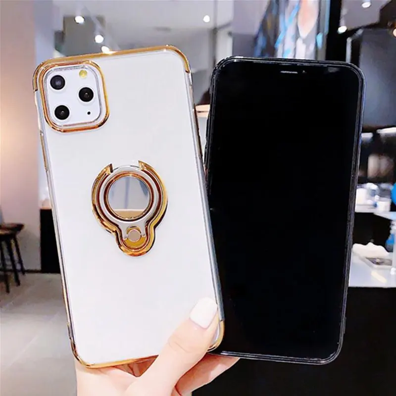 Finger Ring Case For iphone XR 11Pro X 10 Magnetic Clear Soft Silicon Cover Coque iphone11 Pro XSMax Cases | Мобильные телефоны и