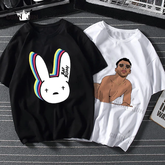 Футболка Bad Bunny Мужская/Женская хлопок Повседневная рубашка в стиле Харадзюку топ