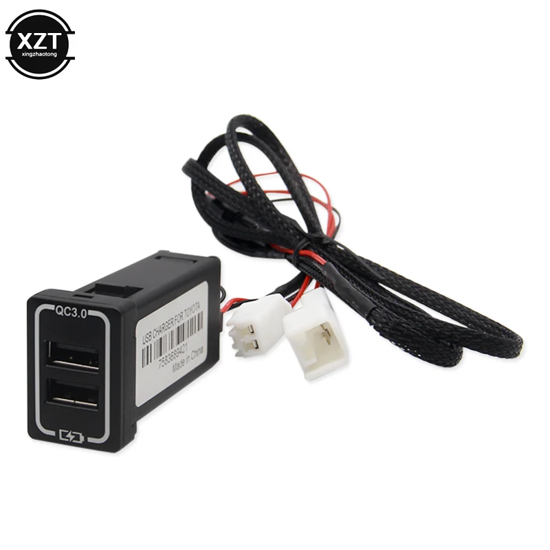 QC3.0 Quickcharge автомобильное зарядное устройство двойной USB телефон PDA адаптер DVR Plug& Play кабель для Toyota