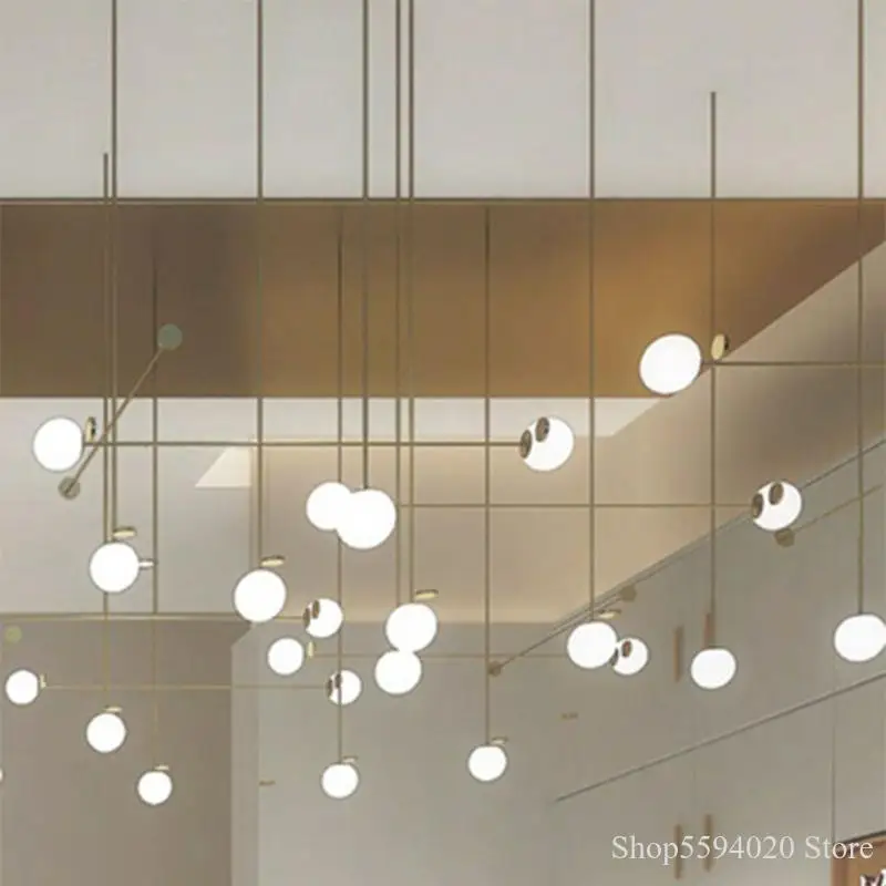 Простая линейная светодиодная люстра DIY комбинированный стеклянный шар