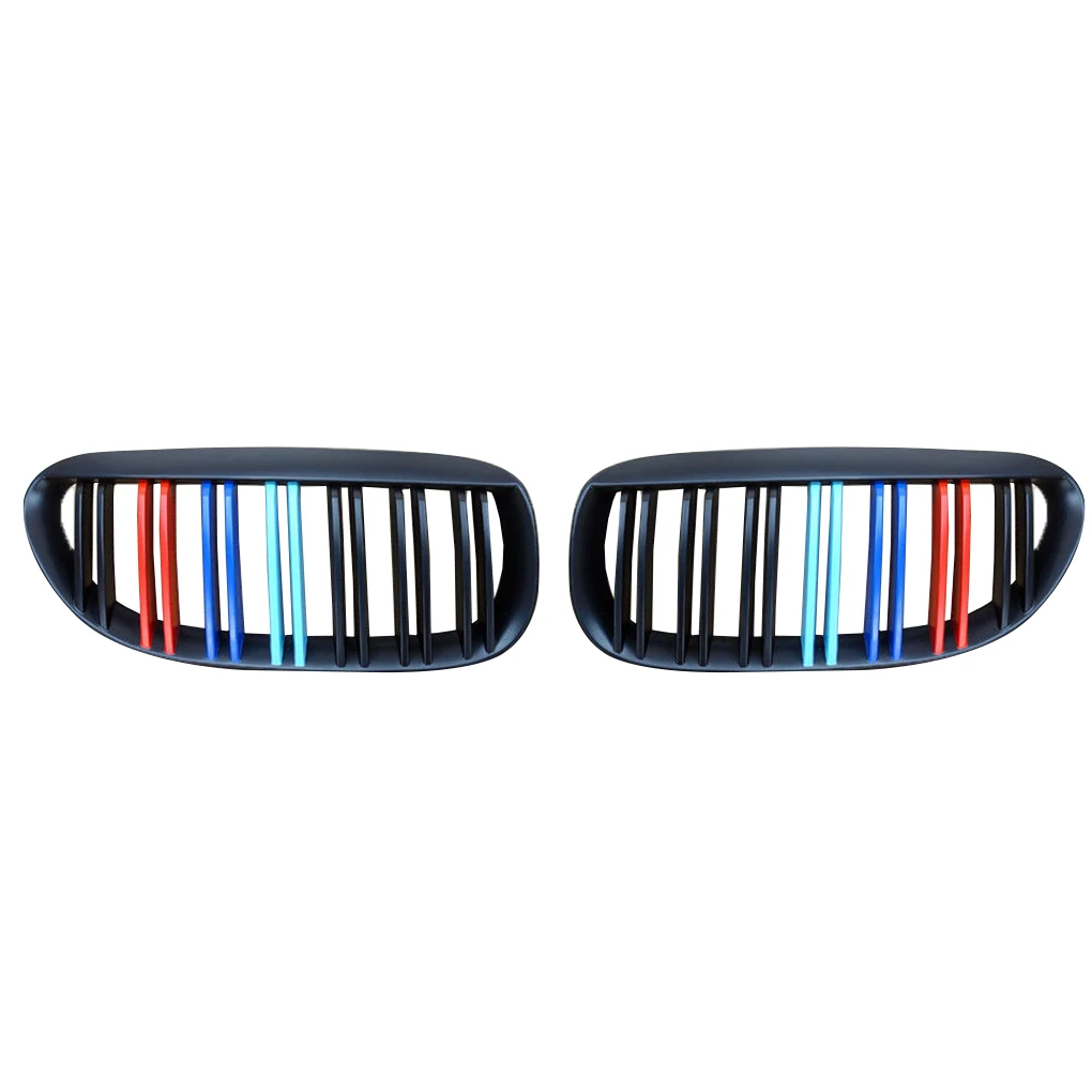 

1 Pair Matte Black Front Kidney Grille ABS Chrome Inserts Mesh Grille for BMW E63 2004-2019