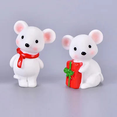 2pcs White Mouse Микро пейзаж трава любителей кролик, белка фигурка утки домашний декор миниатюрное украшение для сада в виде Феи аксессуары смола современный - Цвет: 2pcs White Mouse