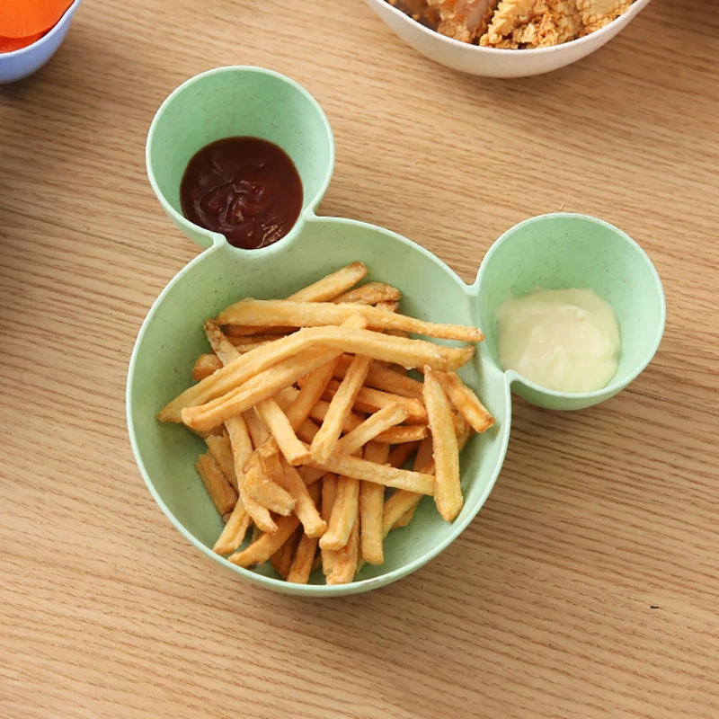 Cute Baby Plates with Dividers Dinner Plates Kids Bowl Tray Tableware Set Infant Feeding Children Divided Dinnerware BPA Free