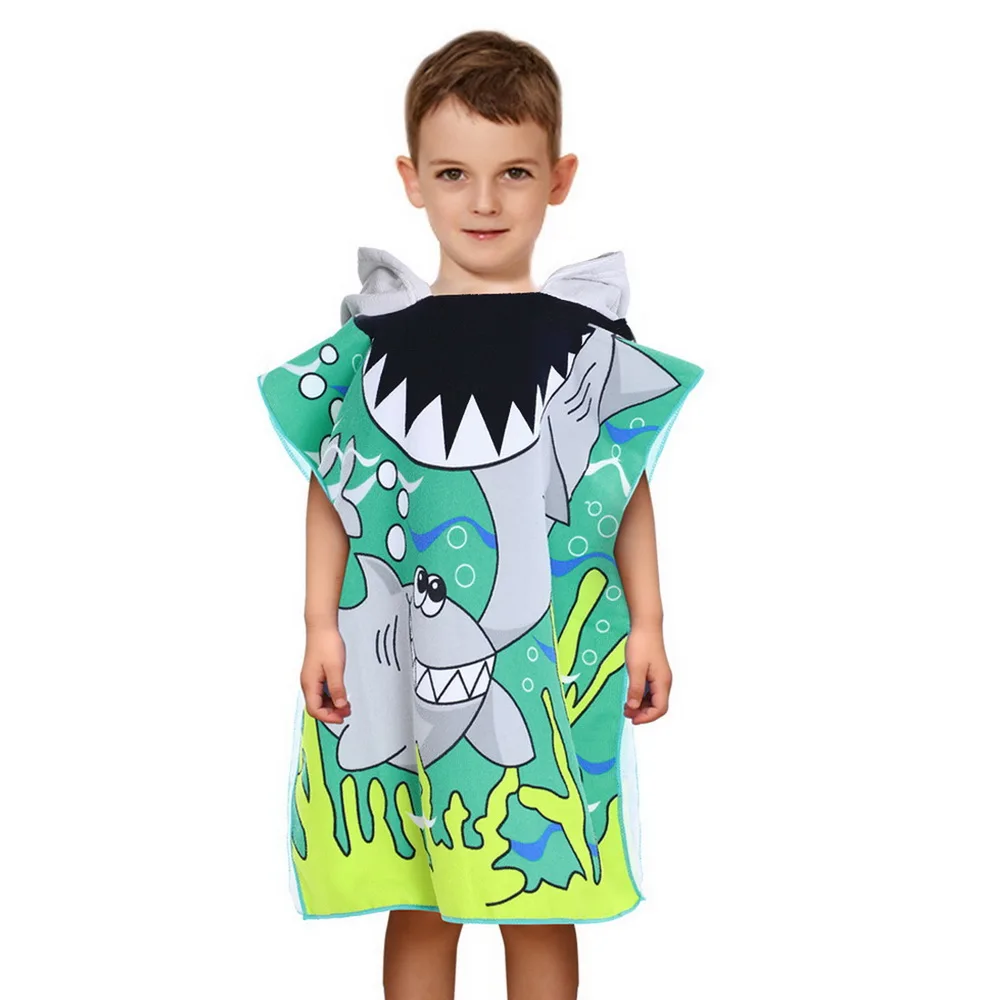 60x120cm Baby Hooded Bath Towels Poncho Children Kids Bathrobe Towels Bath Robe Quick Dry Absorbent Microfiber Travel Sports Beach Towel - Цвет: 60x120cm