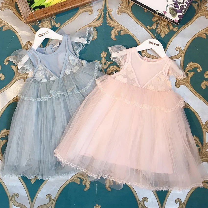 

Ruffles Embroidery Sleeveless Princess Baby Girl Dress 2020 New Summer Party Kid Dress For Girl Wholesale Children Clothes Lot