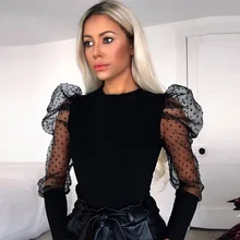 Women Ladies Bodysuit Summer Sexy One-piece Bodysuit Long-sleeved Wave Point Tight Jumpsuit 2020 New Lace Puff Sleeve Bodysuits Women Ladies Bodysuit Summer Sexy One-piece Bodysuit Long-sleeved Wave Point Tight Jumpsuit 2020 New Lace Puff Sleeve Bodysuits