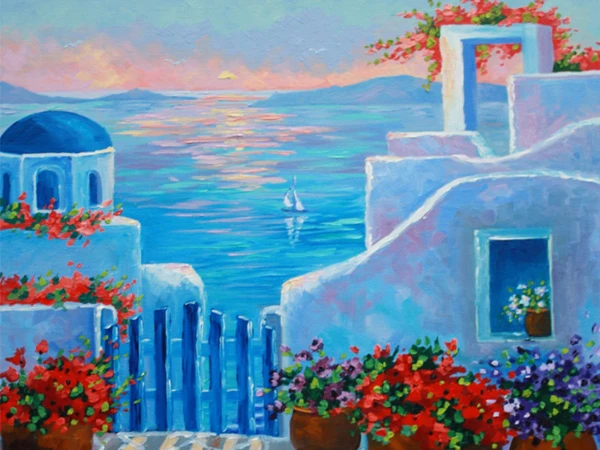 Diamond Painting Landscape Seaside Diamond Painting Greece Full Square Drill 5D Diy Diamond Embroidery Cross Stitch Kit for Home 