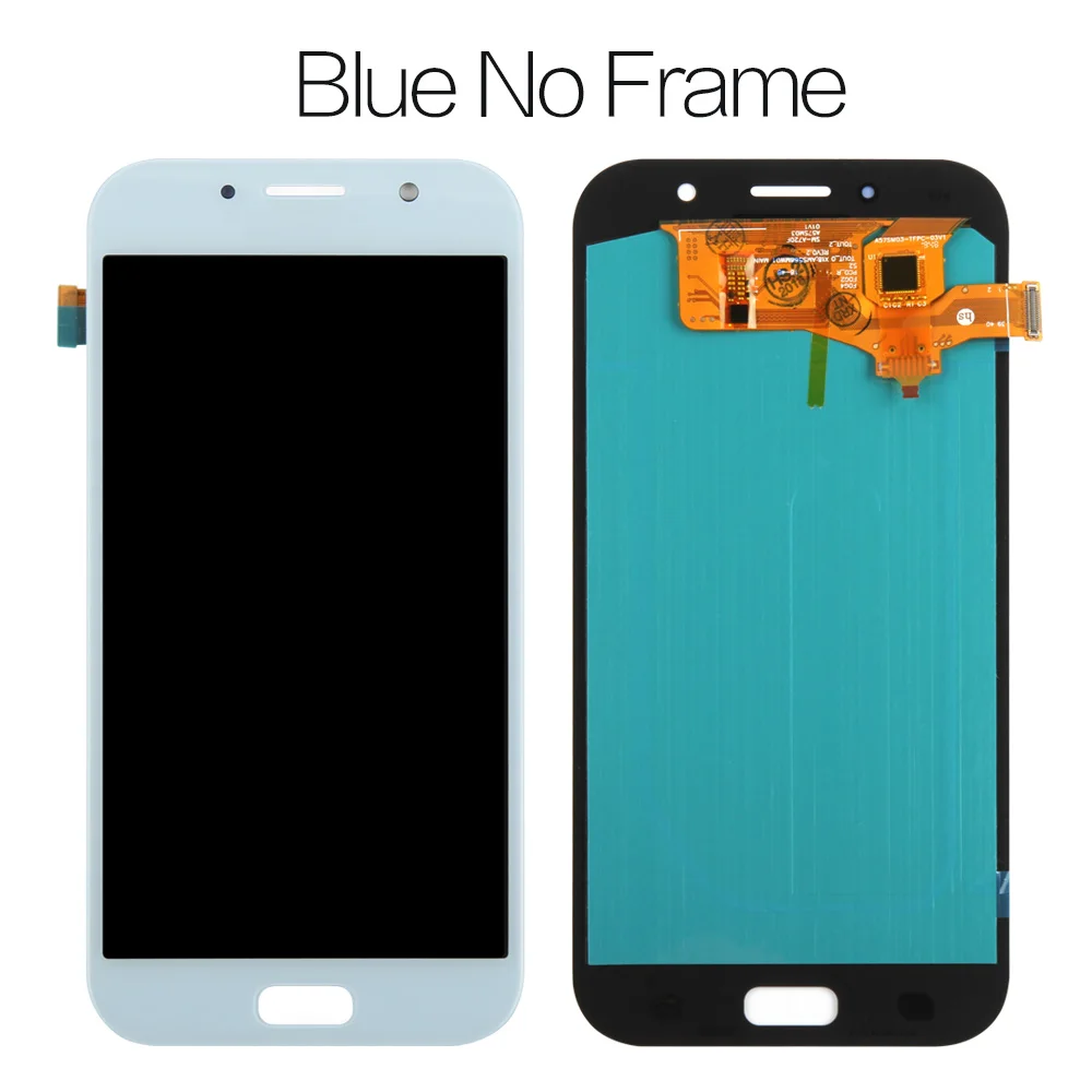 Super AMOLED ЖК-дисплей для Samsung Galaxy A7 A720 A720F SM-A720F ЖК-дисплей Дисплей кодирующий преобразователь сенсорного экрана в сборе - Цвет: Blue no Frame