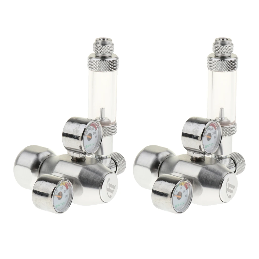  2x Aquarium Co2 Regulator Emitter System Accurate Easy Adjust Flow Meter