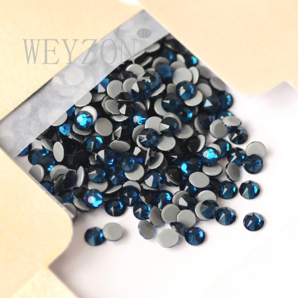 

Big and Small Cuts Montana Color Hot-fix Rhinestone ss16 and ss20 Size Crystal material Iron On Rhinestone for Garments