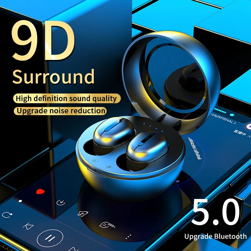 Bluetooth Earphones with Microphone 5 0 Contact Control Noise Cancelling TWS Earbuds Waterproof Wireless Headphones
