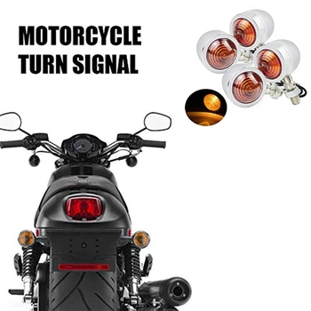 

Motorcycle Turn Signal Lights for Honda Kawasaki Suzuki Yamaha Motorcycle Custom Bike Cruiser Bobber (Chrome)4 Pack