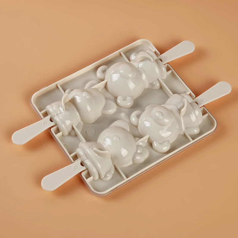Творческий ручной работы DIY Мороженое Плесень инструменты кухонные принадлежности бытовой мультфильм медведь пластик 4 отверстия лоток для льда ванны эскимо производитель