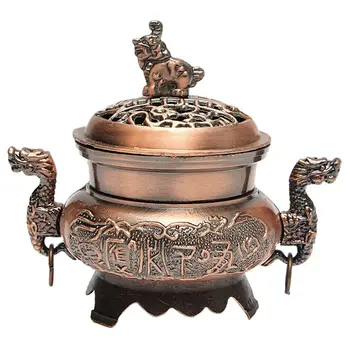 

Buddhist Incense Burner Smoke Backflow Zinc alloy Censer Cone Holder, #1 Red Copper